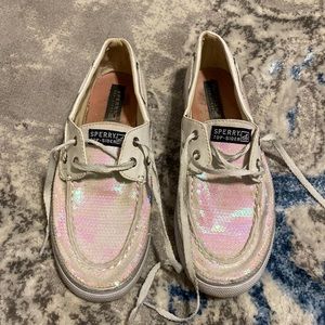 Sperry Top Slider with Pink/ White Sequins